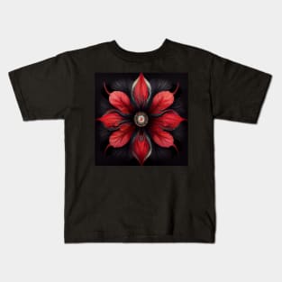 red and black flower 02 Kids T-Shirt